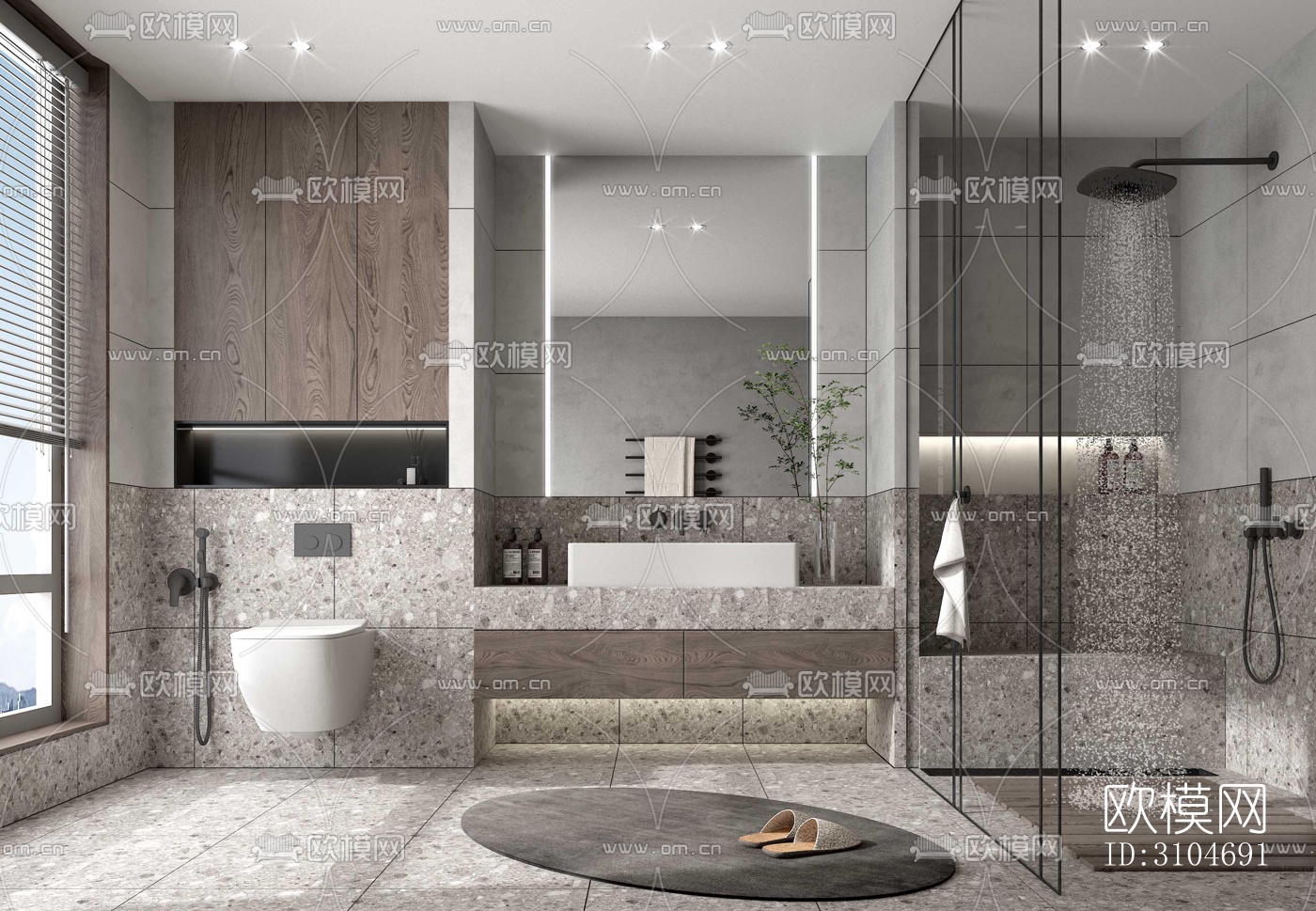 现代卫生间效果图下载（渲染图2）