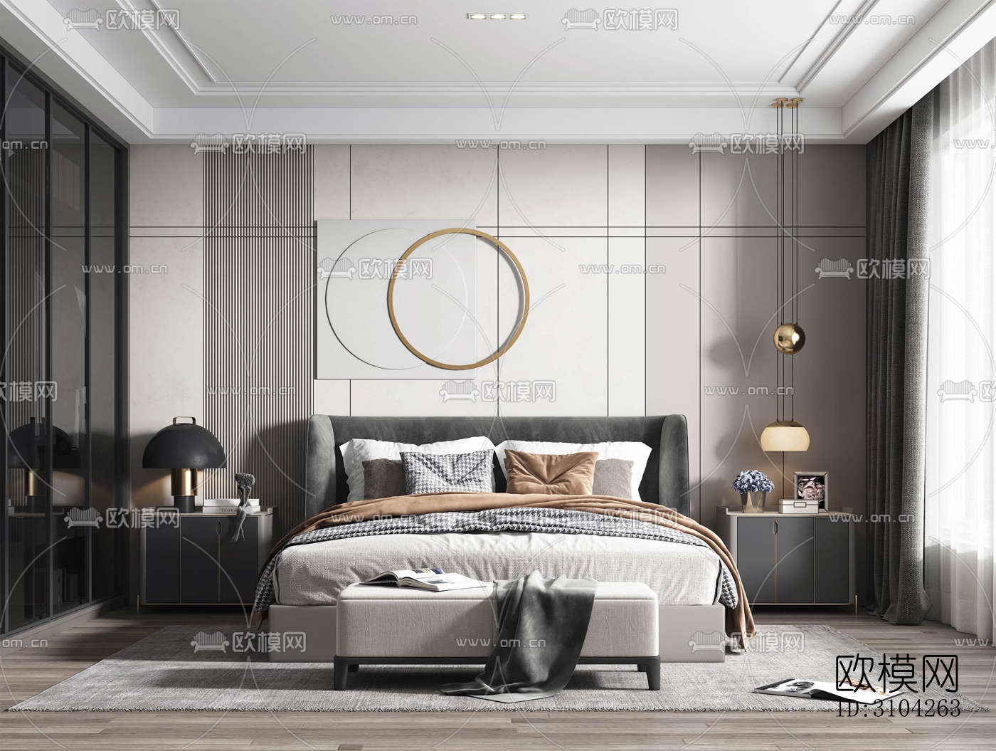 现代卧室效果图下载（渲染图5）