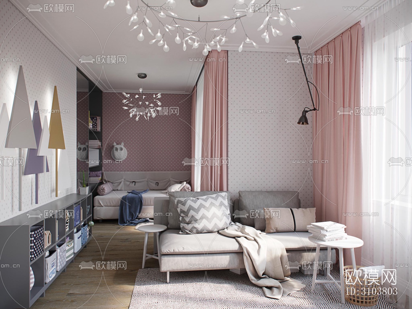 北欧儿童房效果图下载（渲染图3）