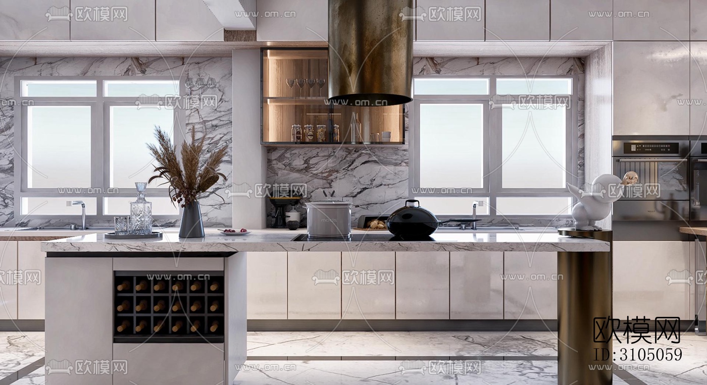 现代厨房效果图下载（渲染图4）