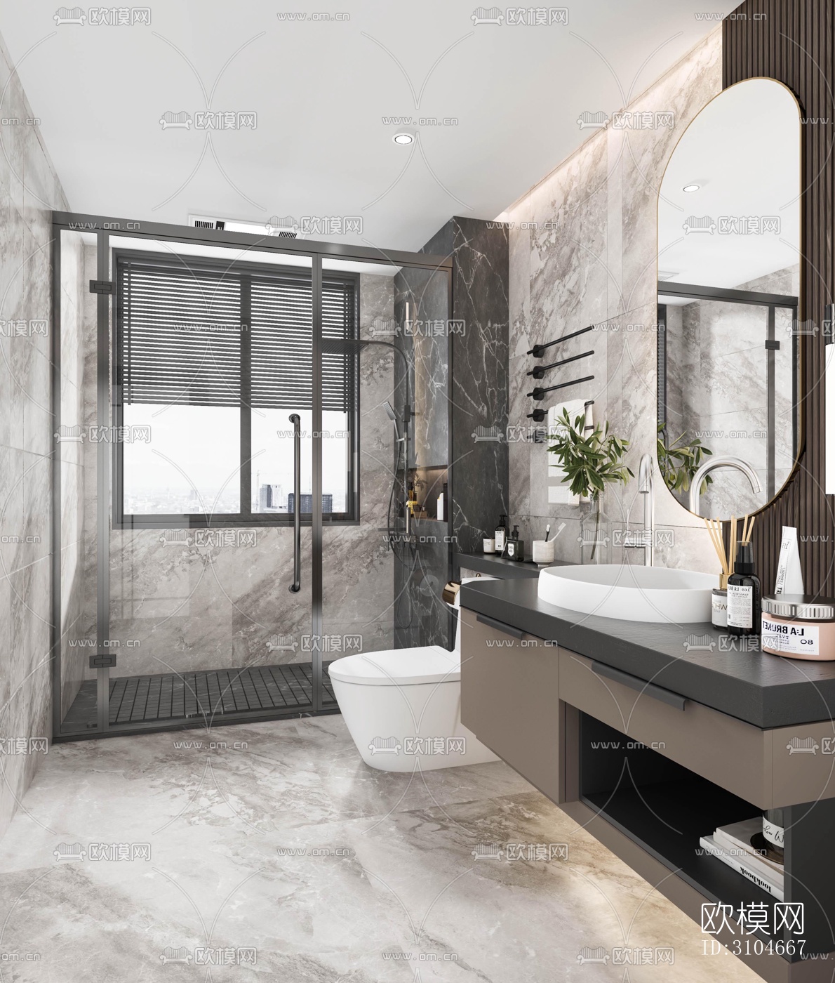 现代卫生间效果图下载（渲染图3）