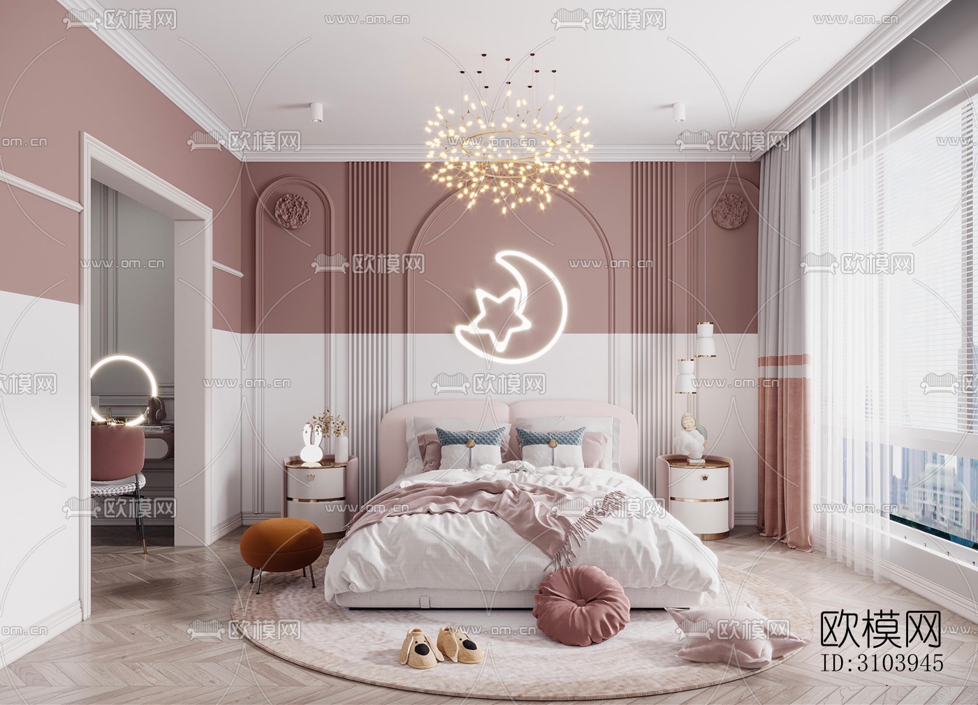 法式儿童房效果图下载（渲染图1）