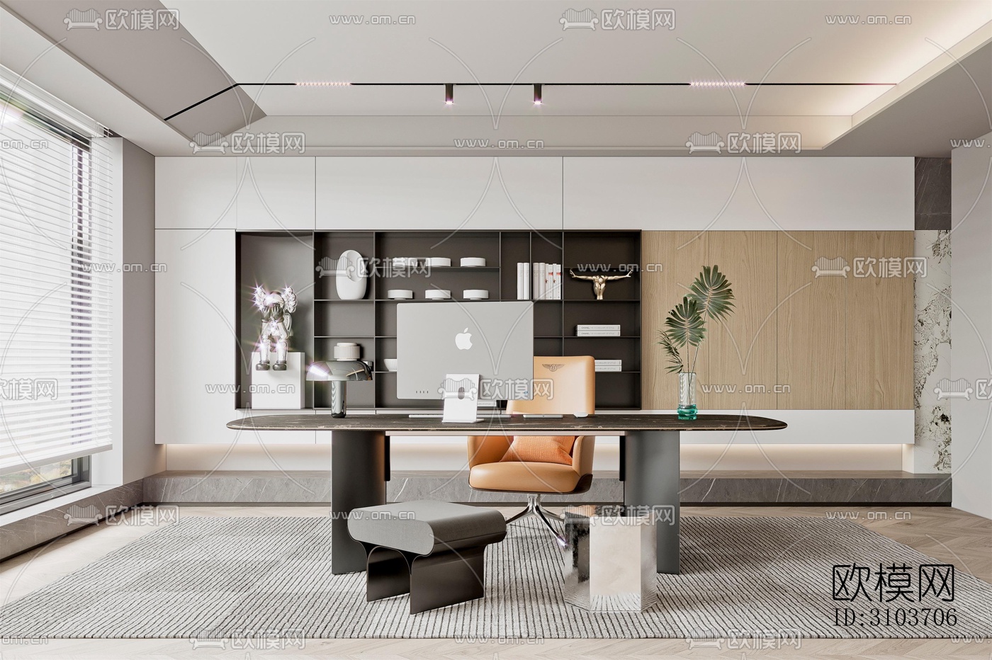 现代书房效果图下载（渲染图1）
