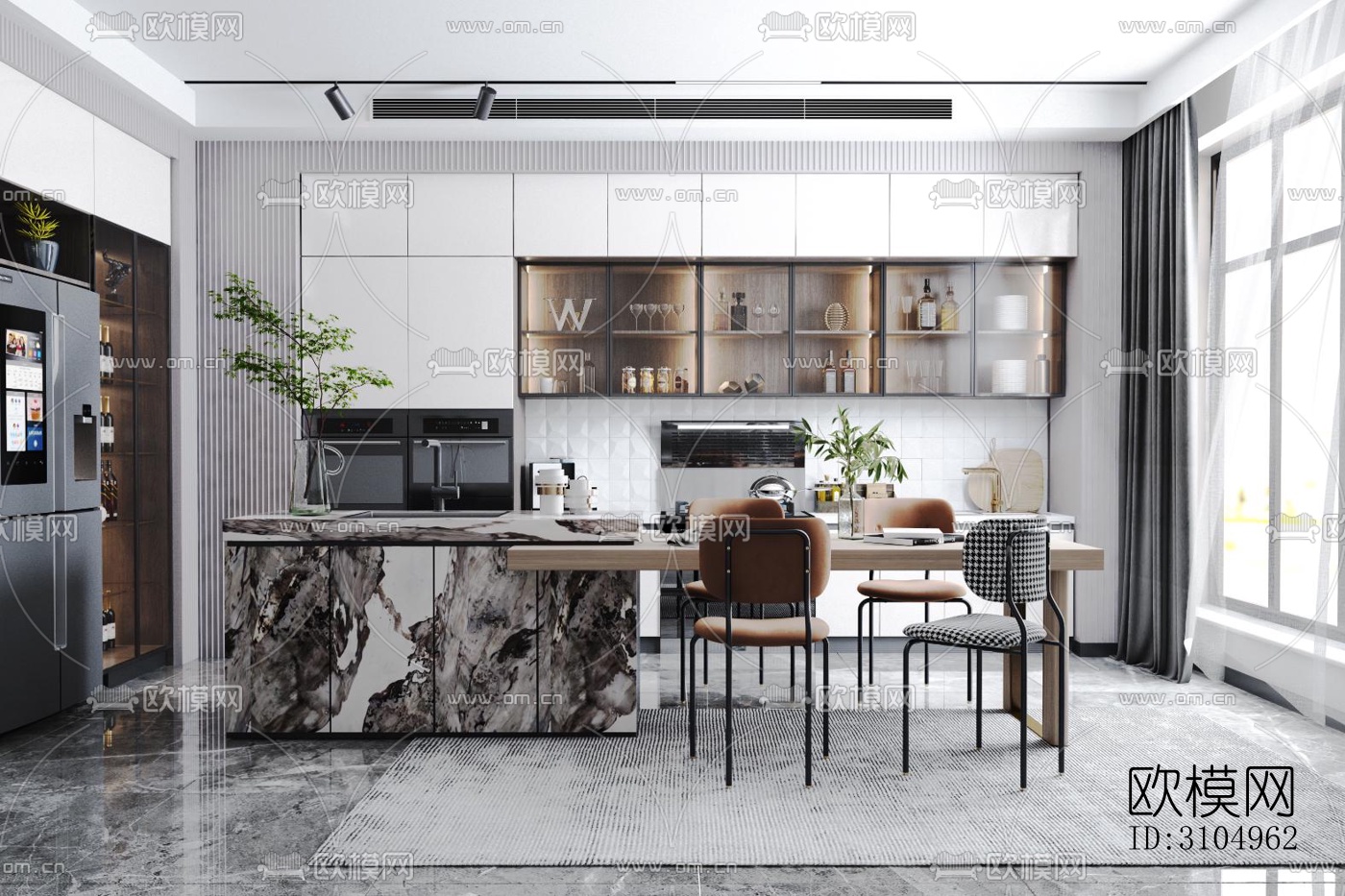 现代厨房效果图下载（渲染图4）
