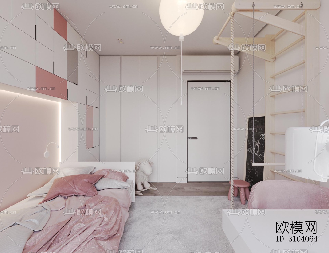 现代儿童房效果图下载（渲染图1）