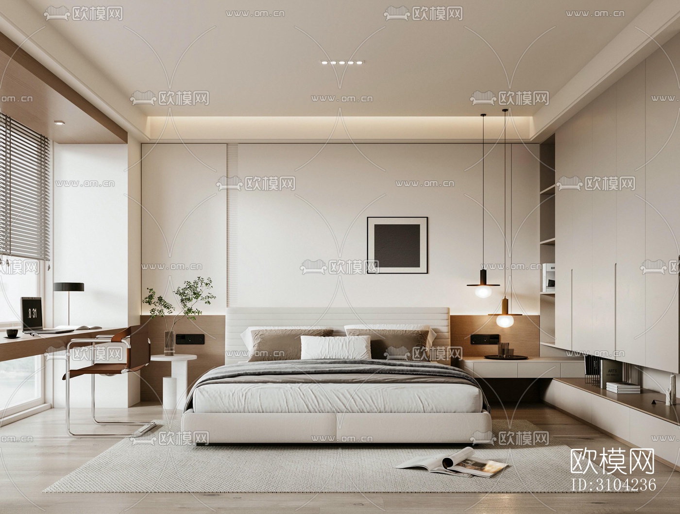 现代卧室效果图下载（渲染图2）