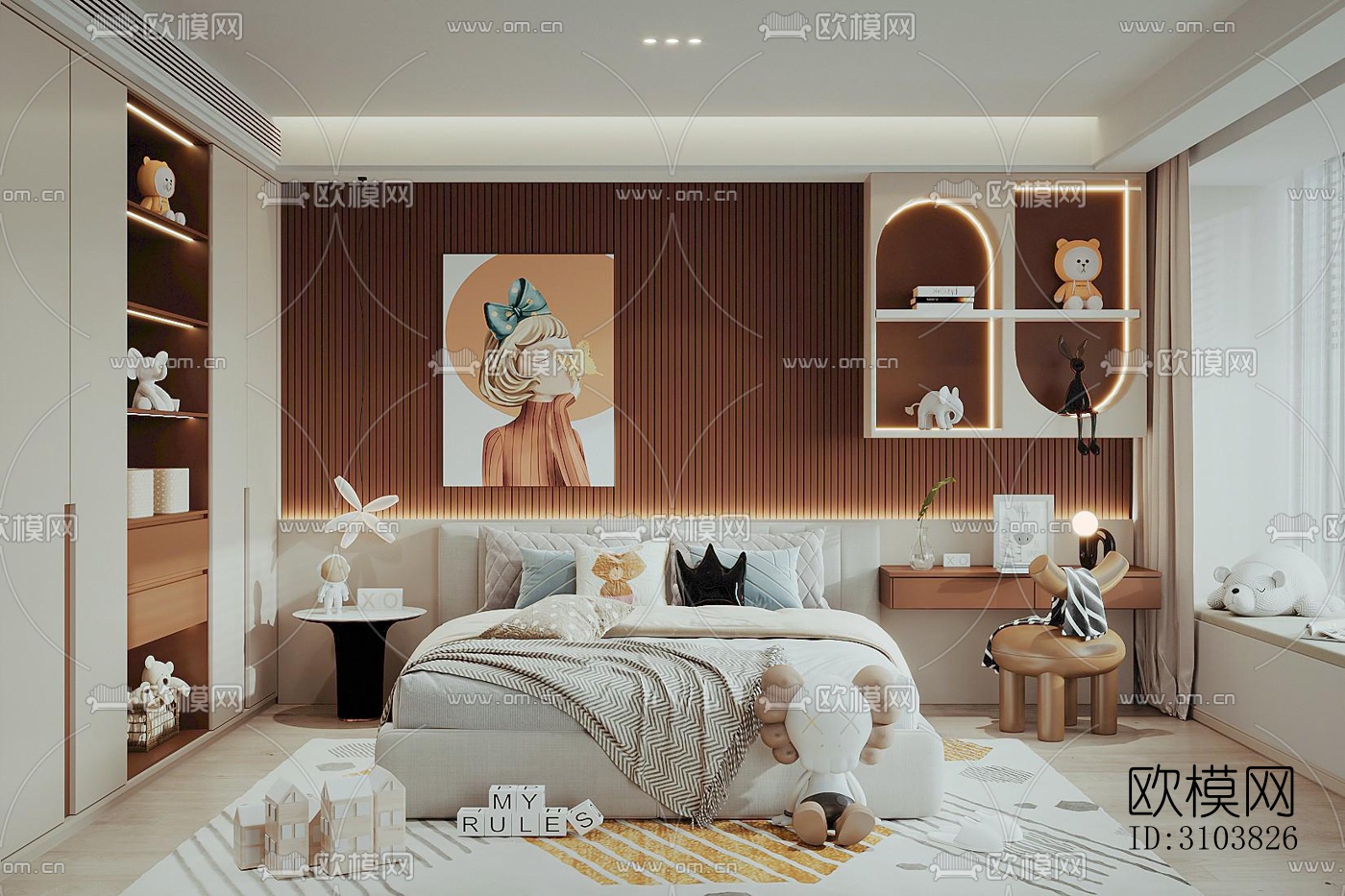 北欧儿童房效果图下载（渲染图3）