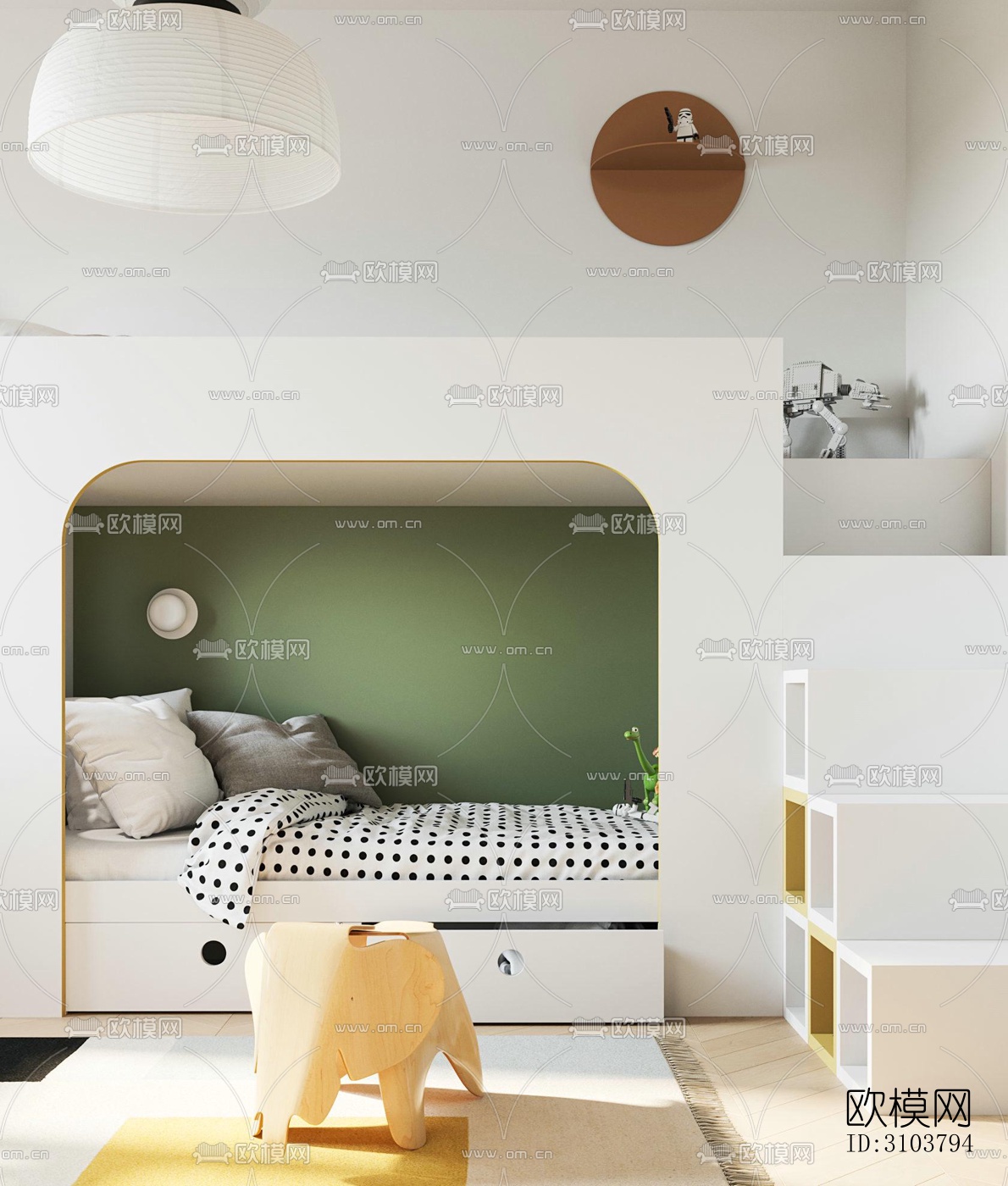 北欧儿童房效果图下载（渲染图5）