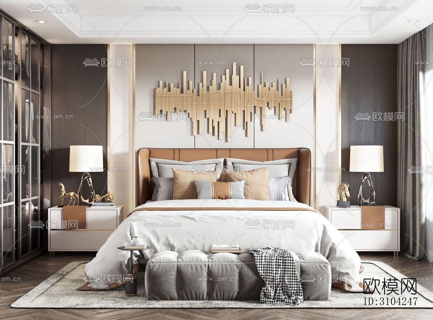 现代卧室效果图下载（渲染图1）