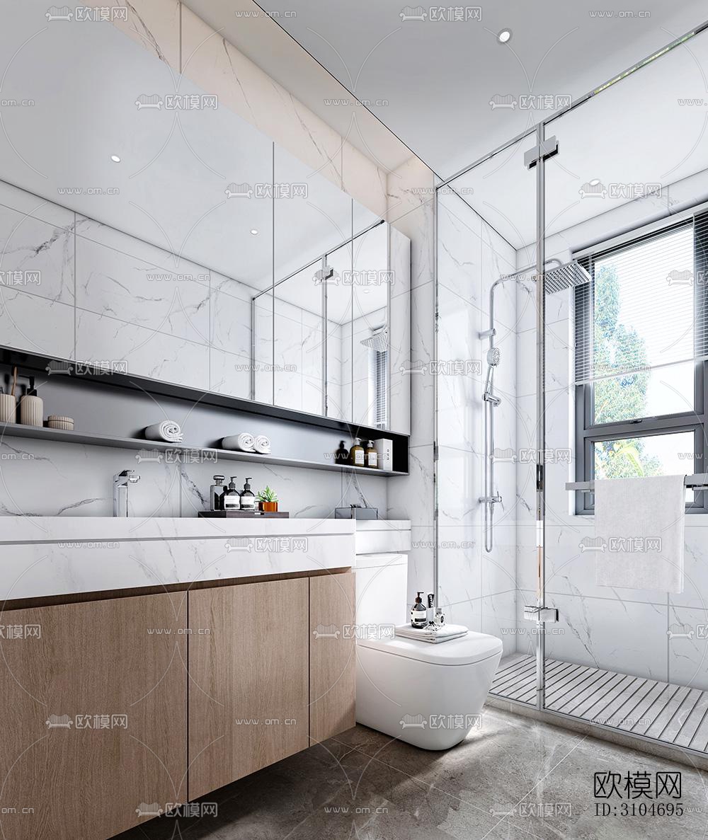现代卫生间效果图下载（渲染图1）