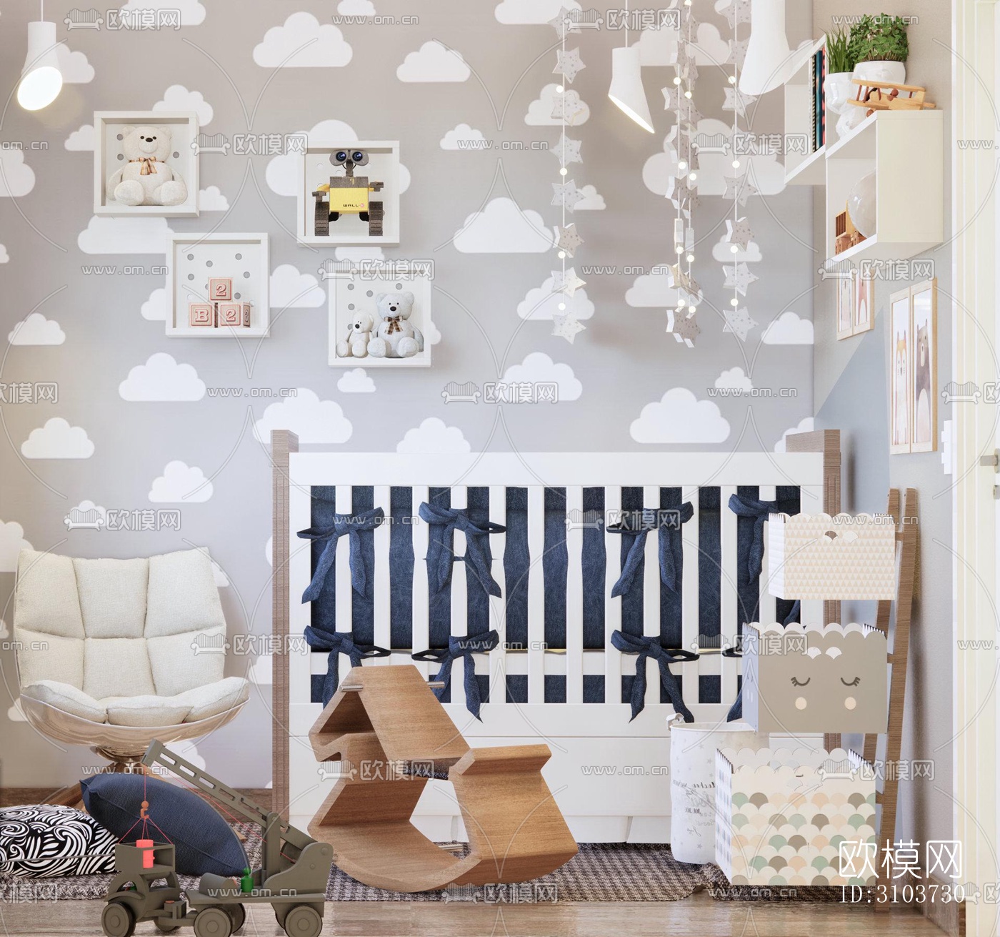 北欧儿童房效果图下载（渲染图2）