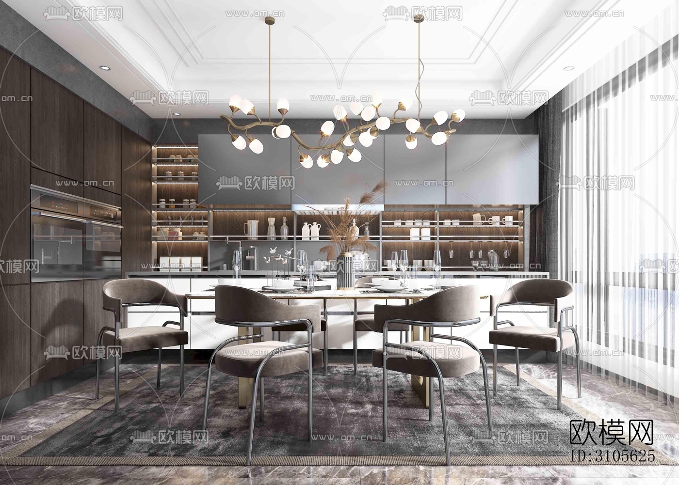 现代餐厅效果图下载（渲染图2）