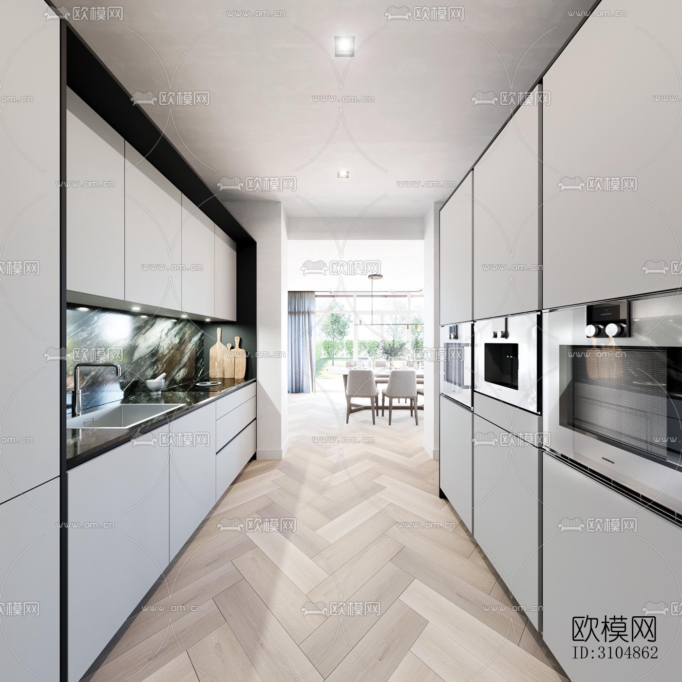 北欧厨房效果图下载（渲染图2）