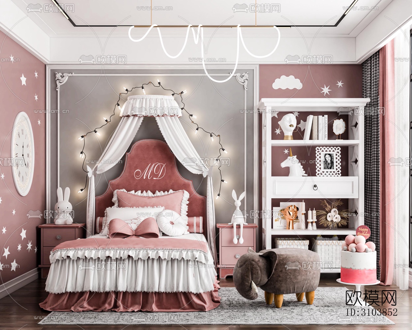 北欧儿童房效果图下载（渲染图2）