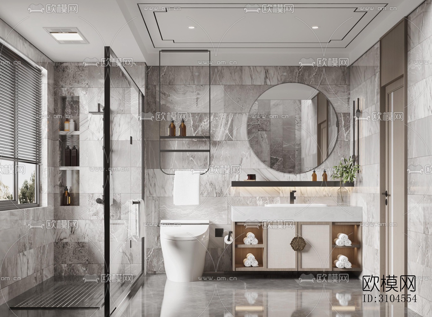 新中式卫生间效果图下载（渲染图3）