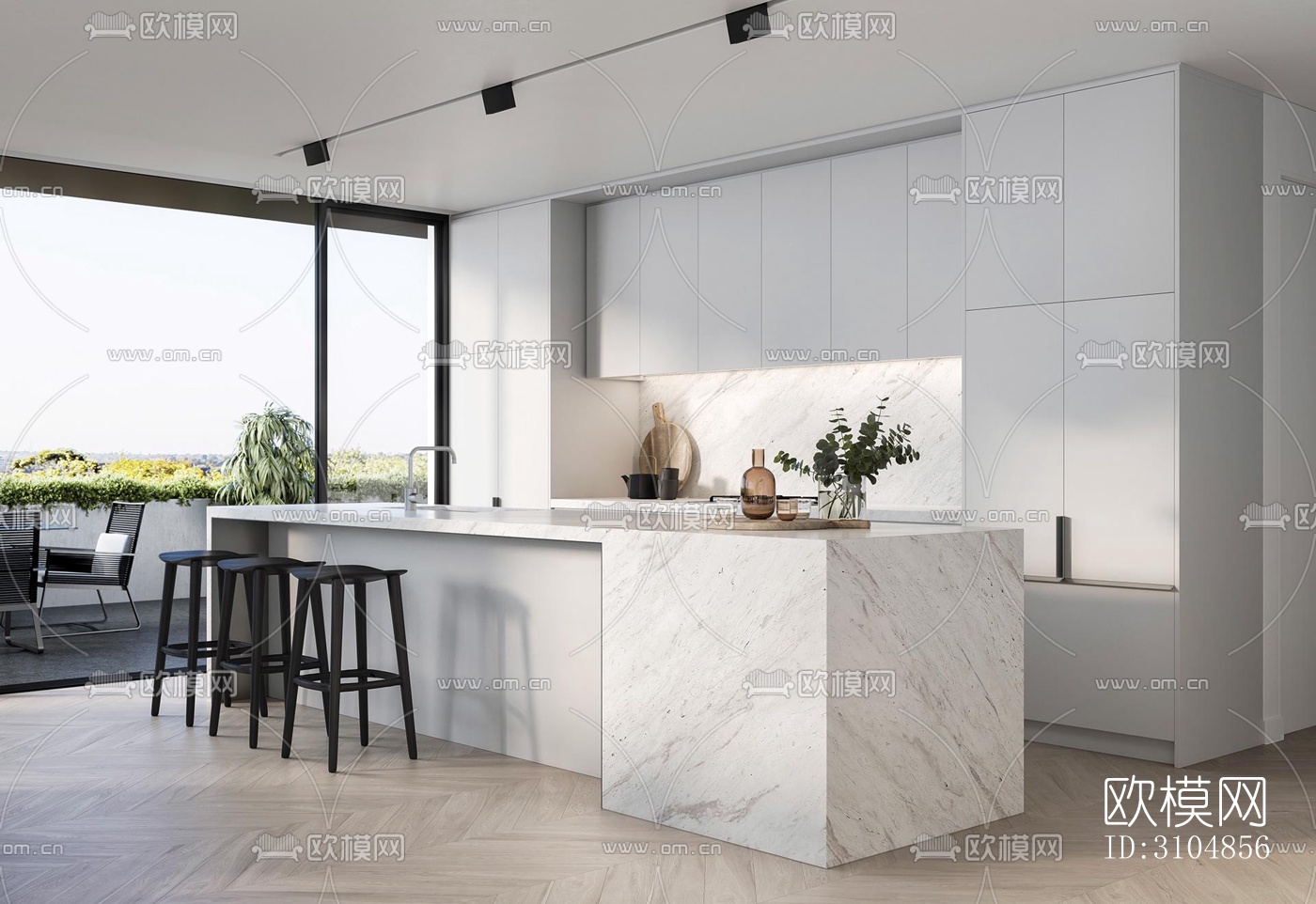 北欧厨房效果图下载（渲染图2）