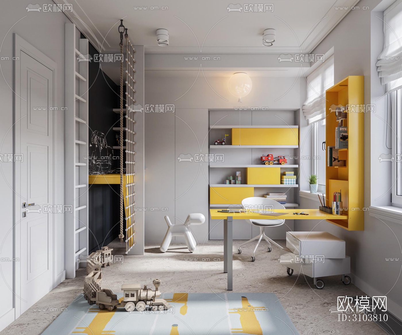 北欧儿童房效果图下载（渲染图4）