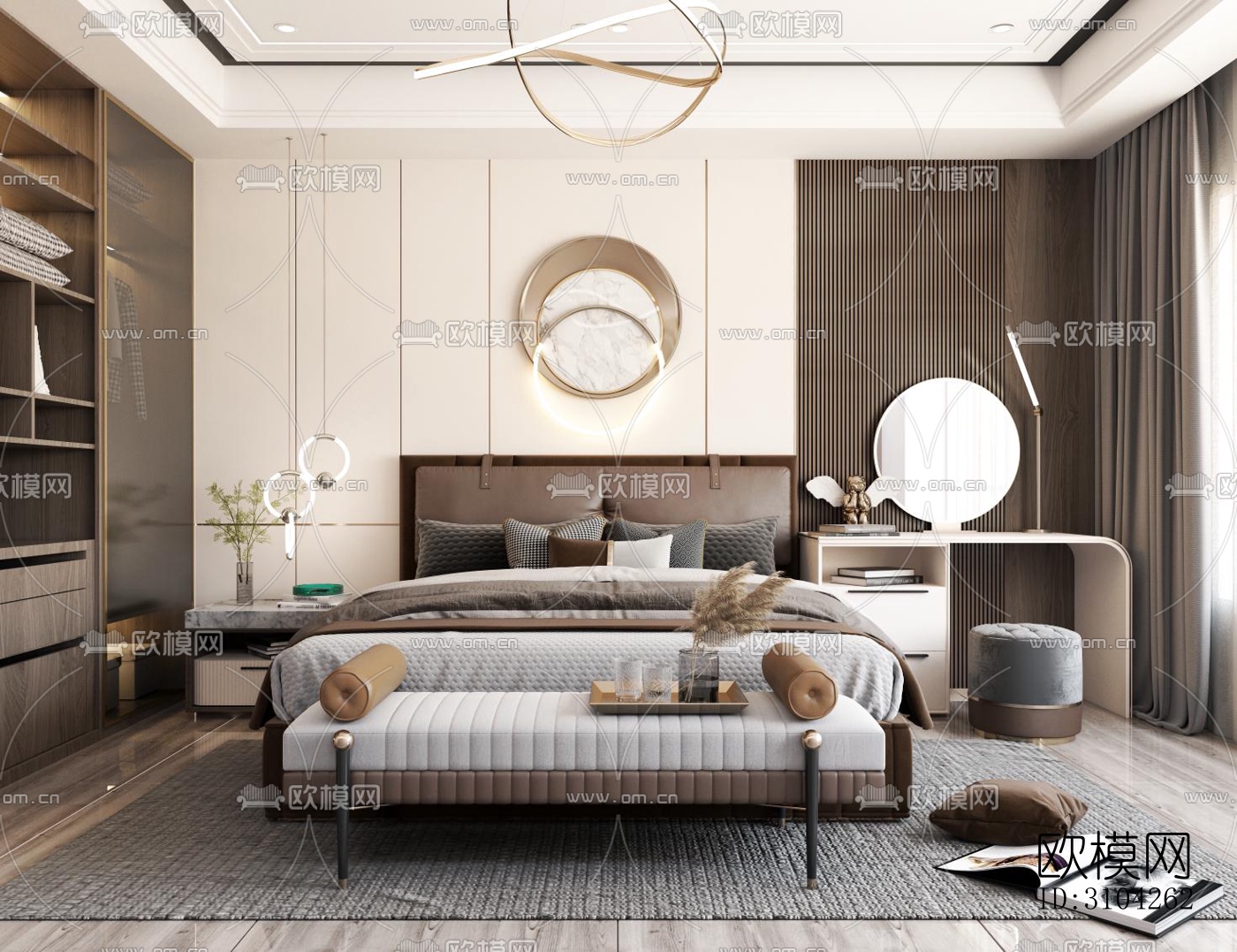现代卧室效果图下载（渲染图1）