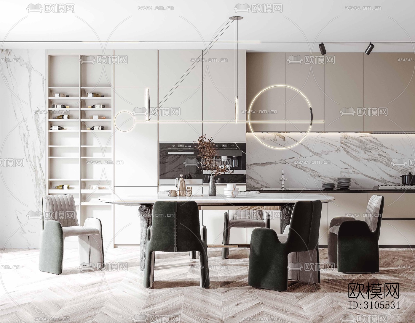 现代餐厅效果图下载（渲染图2）