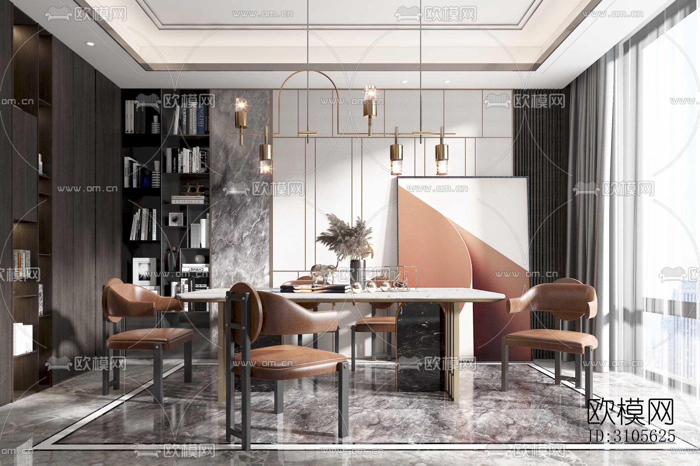 现代餐厅效果图下载（渲染图3）