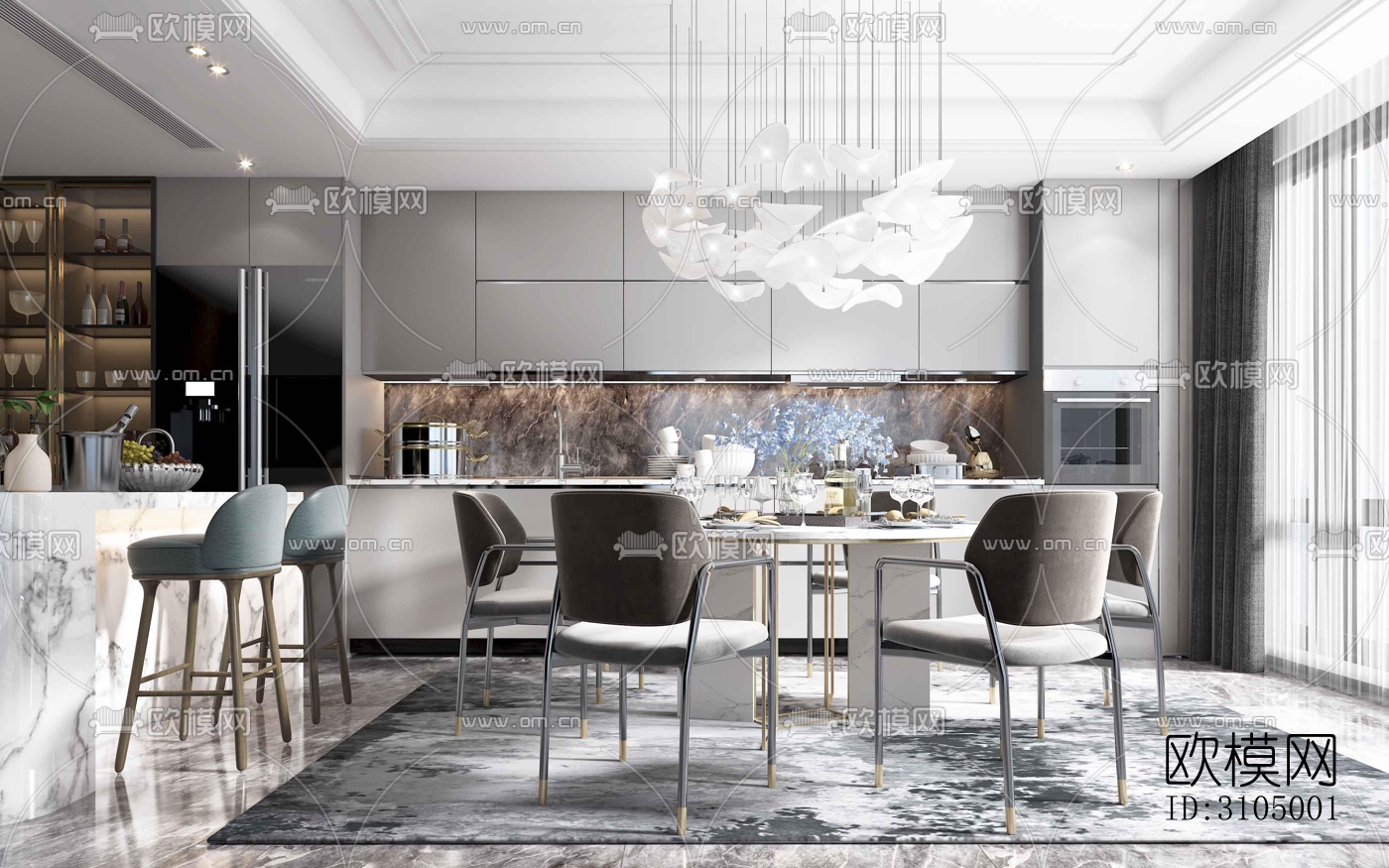现代厨房效果图下载（渲染图3）
