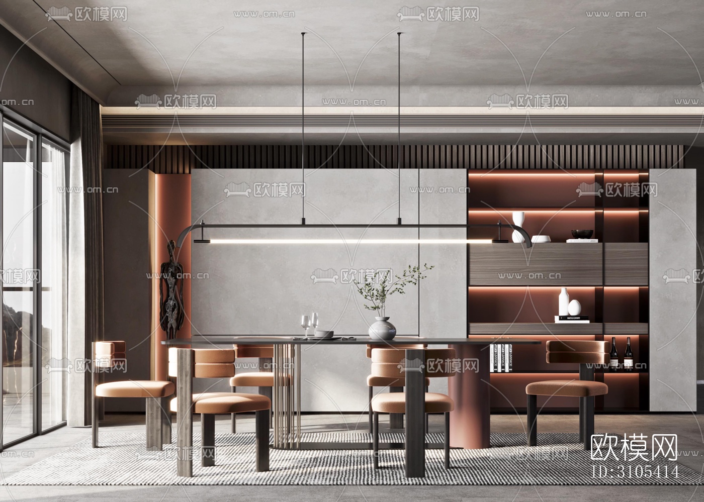 现代餐厅效果图下载（渲染图2）