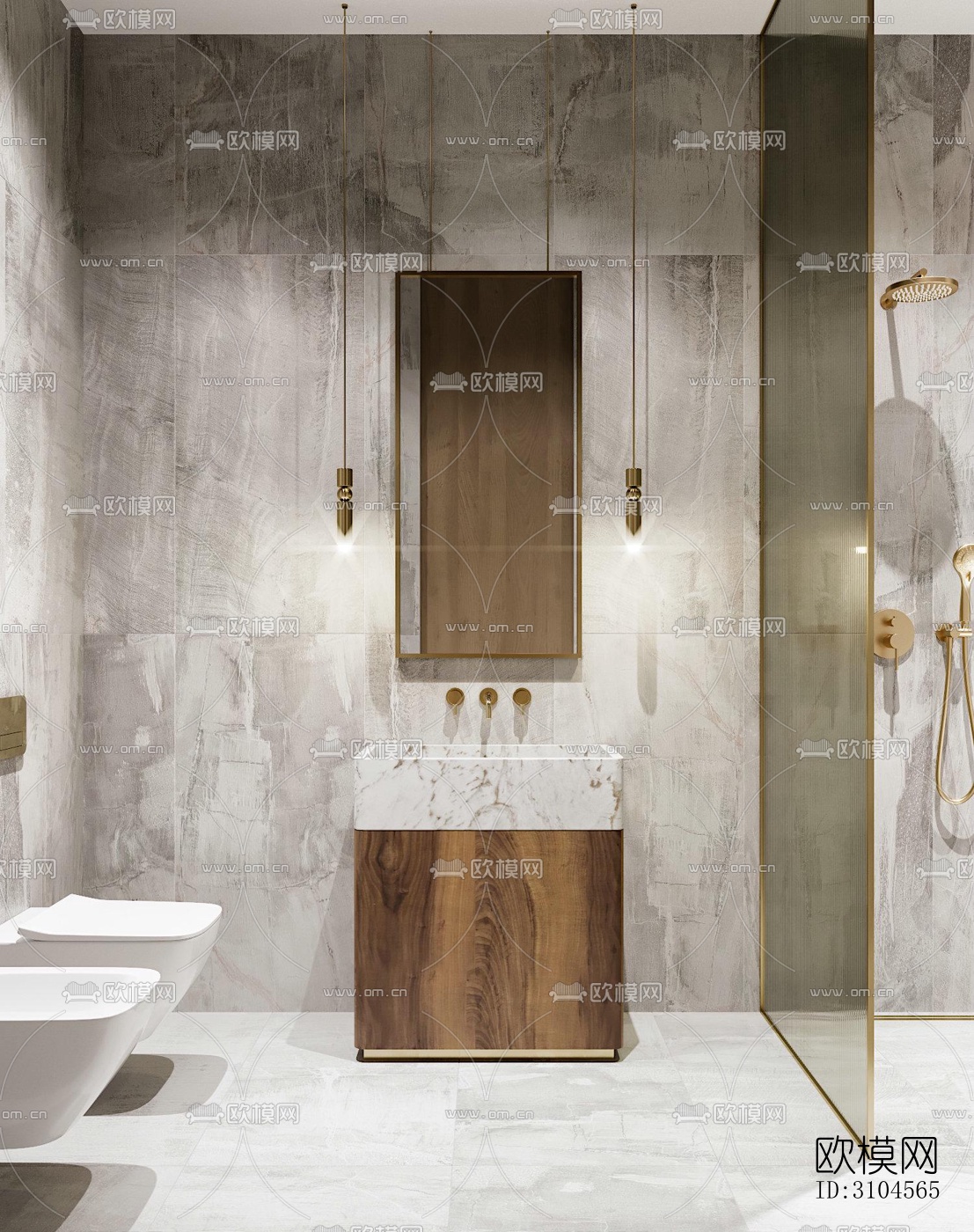 日式卫生间效果图下载（渲染图1）