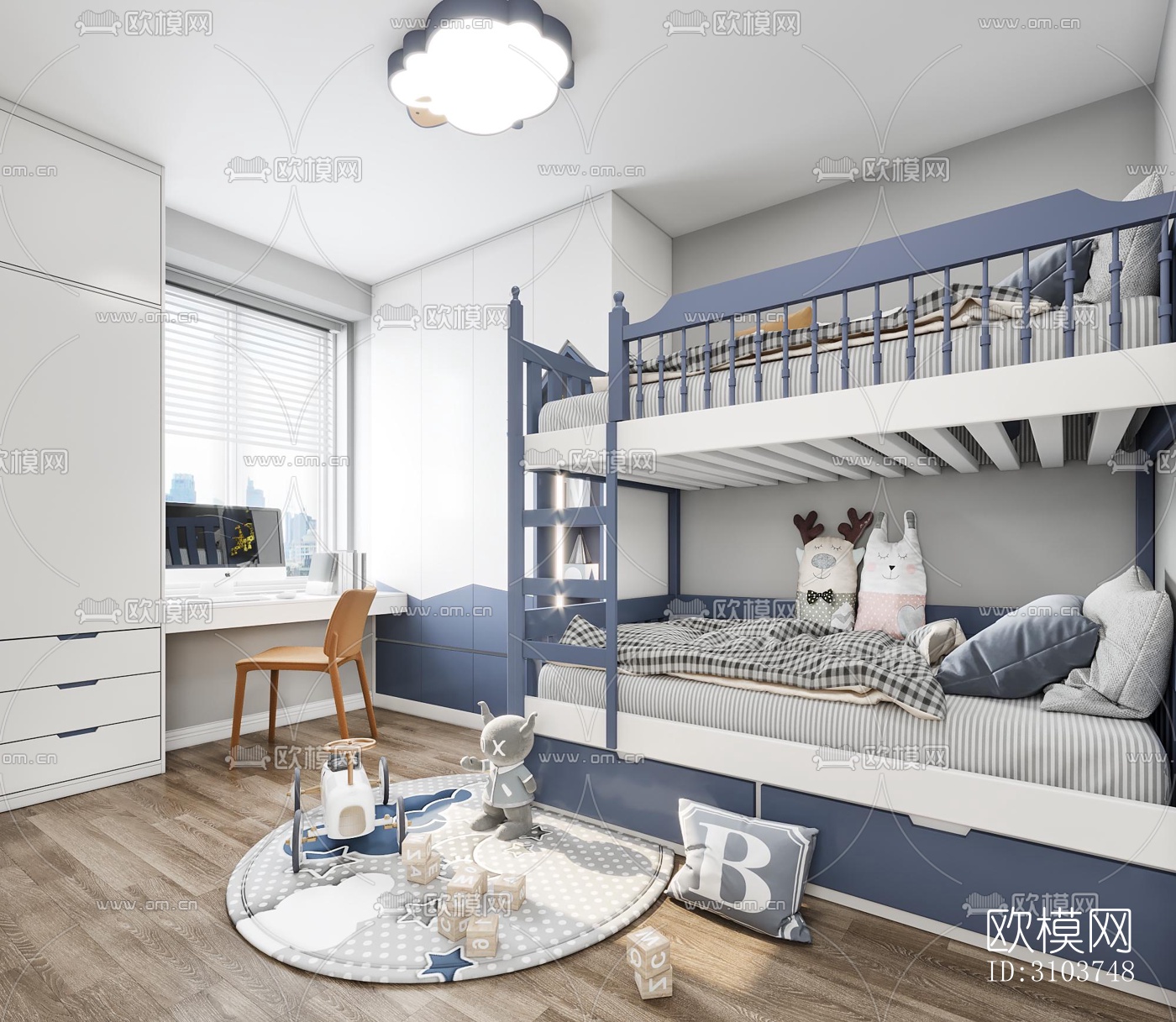 北欧儿童房效果图下载（渲染图2）