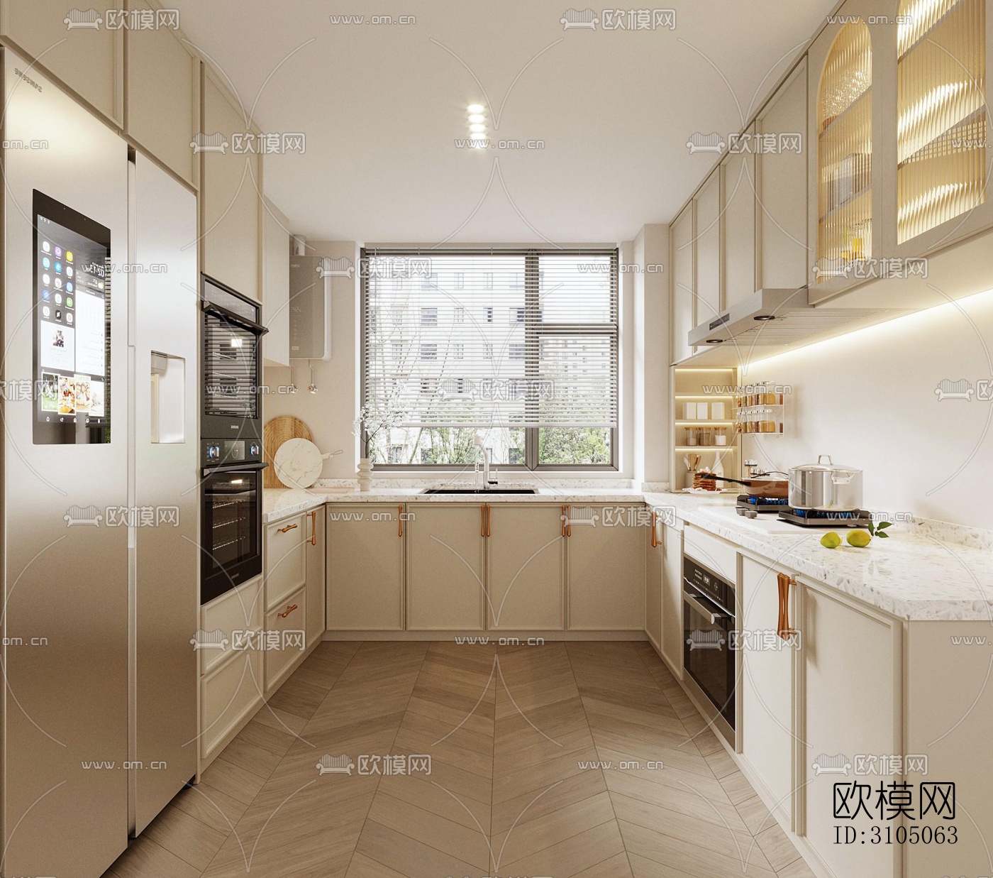 美式厨房效果图下载（渲染图2）