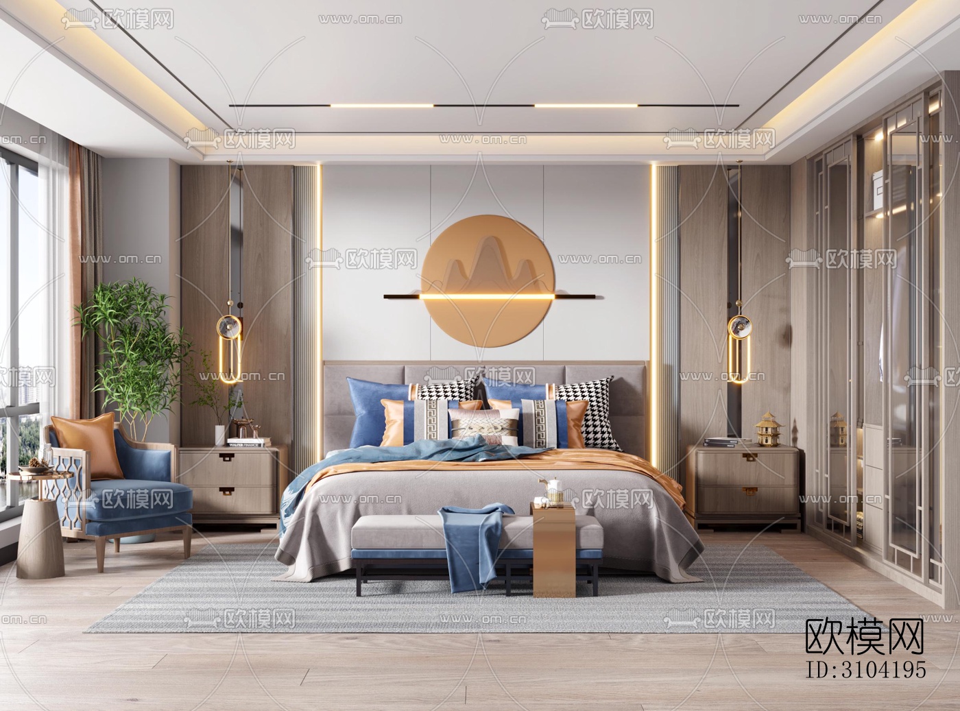 欧式卧室效果图下载（渲染图5）