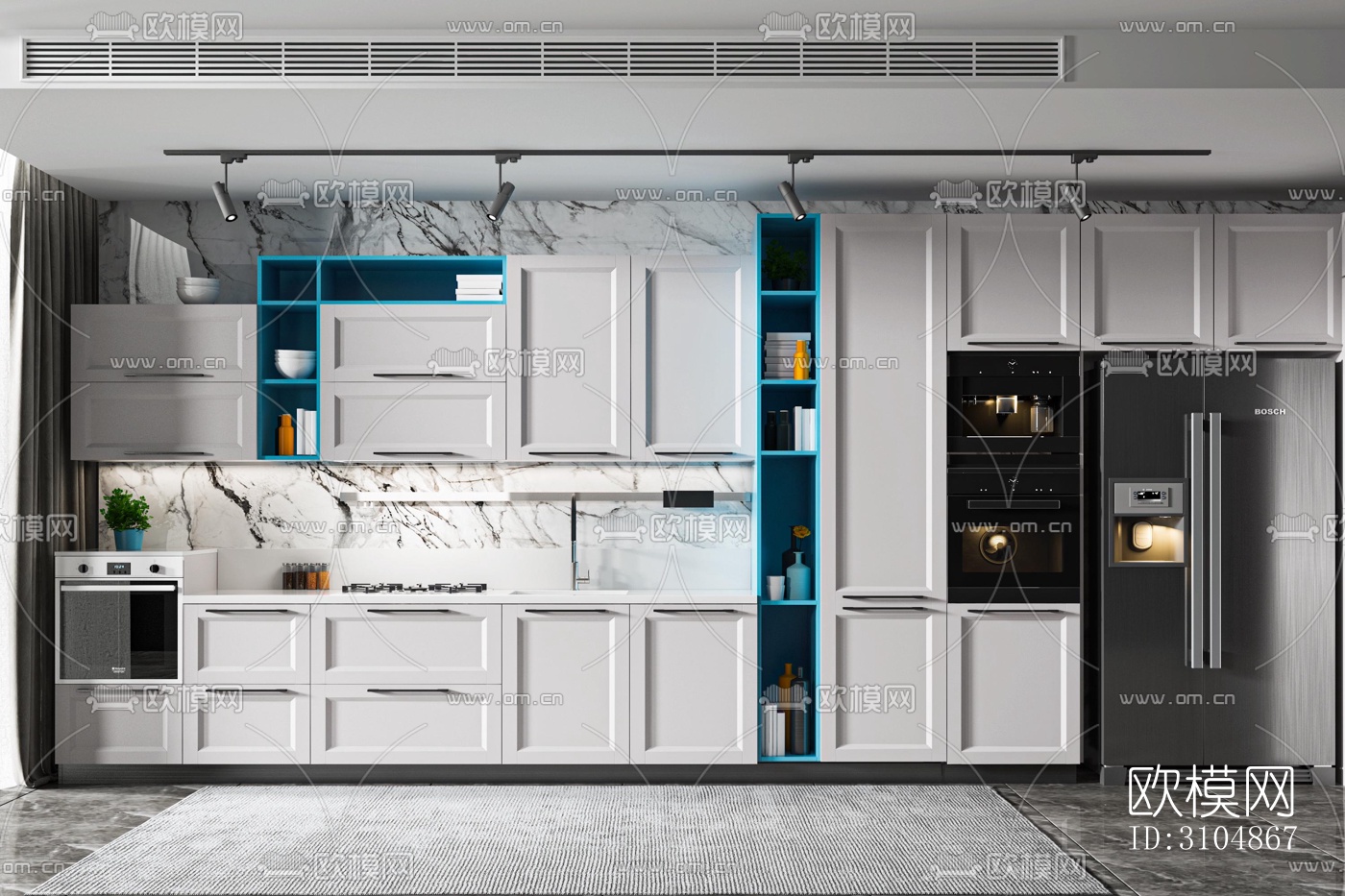 北欧厨房效果图下载（渲染图2）