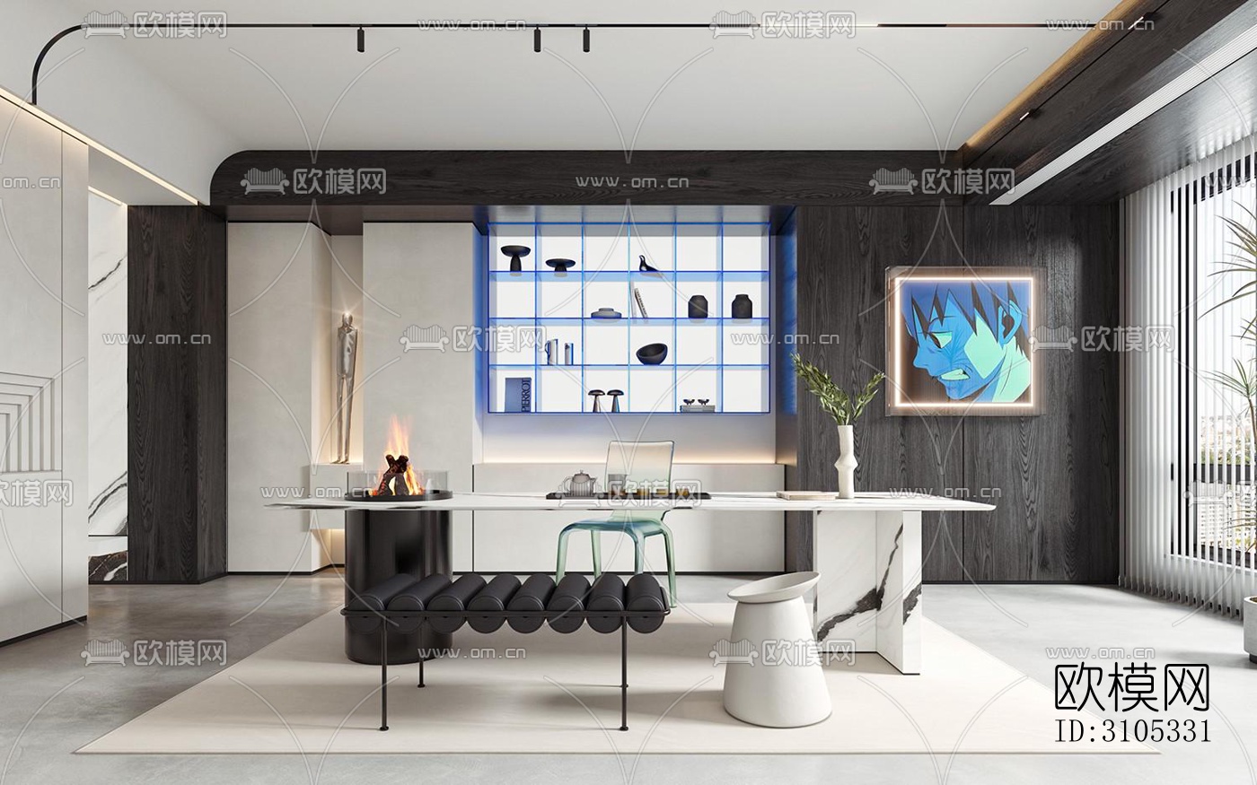 高级灰茶室效果图下载（渲染图4）