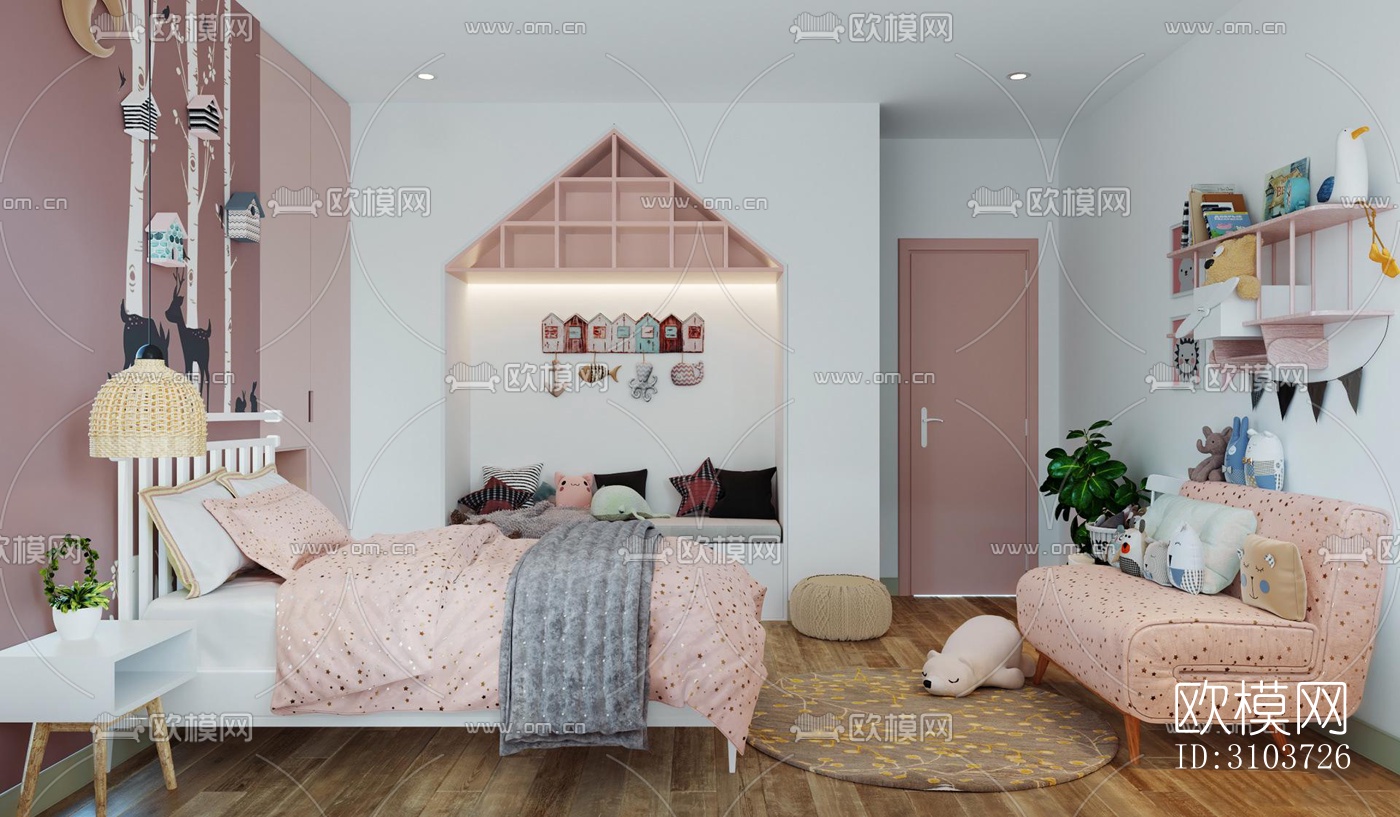 北欧儿童房效果图下载（渲染图3）