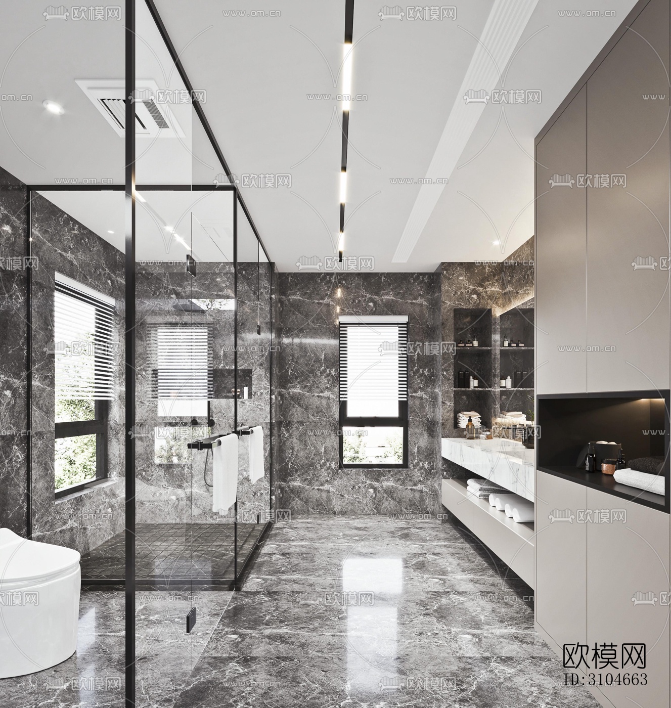 现代卫生间效果图下载（渲染图1）