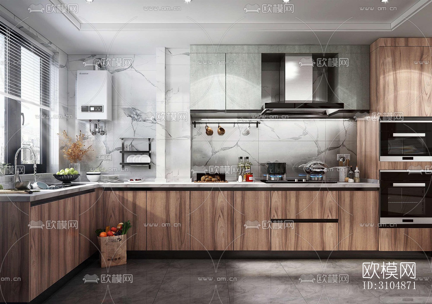 后现代厨房效果图下载（渲染图3）