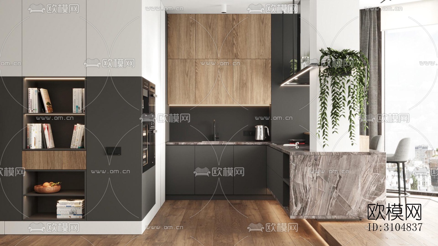 北欧厨房效果图下载（渲染图3）