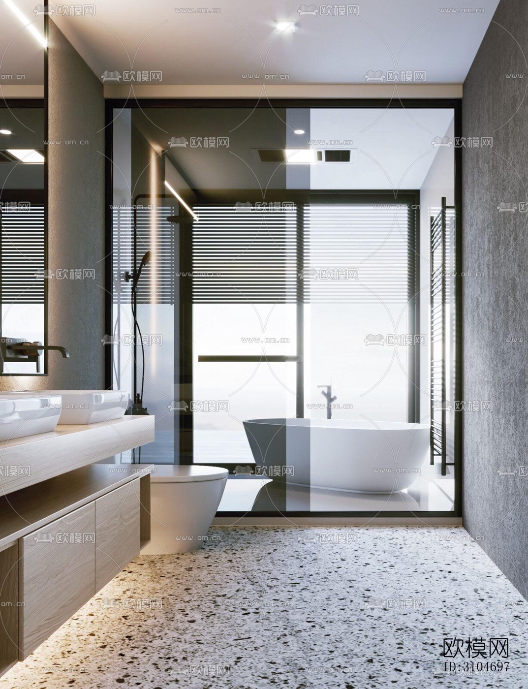 现代卫生间效果图下载（渲染图2）