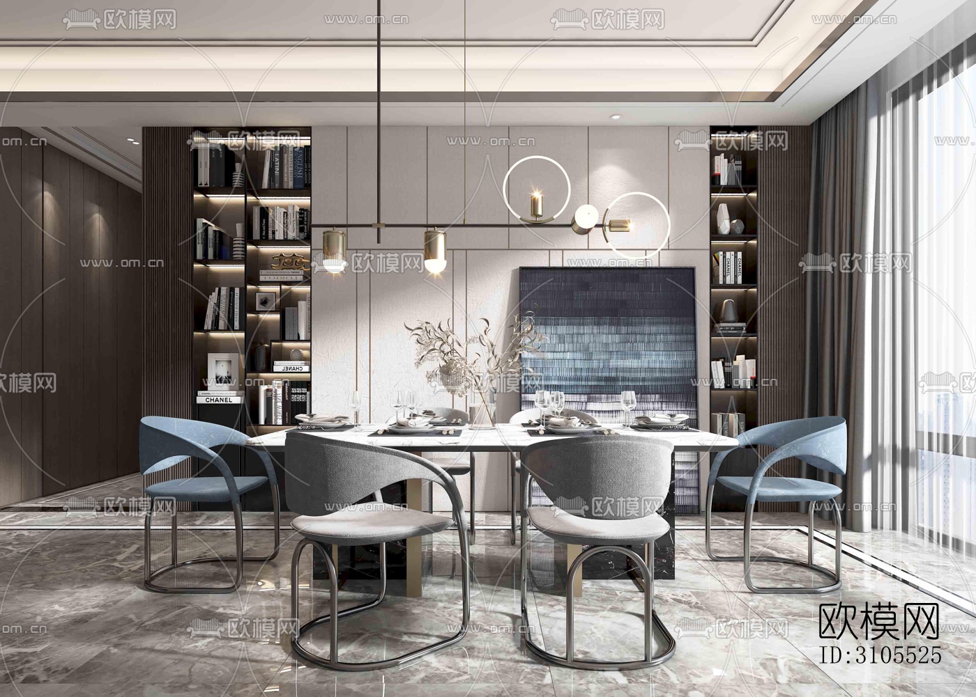 现代餐厅效果图下载（渲染图3）