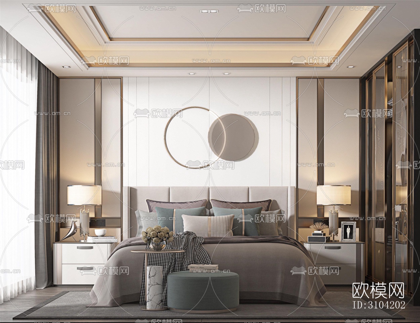 欧式卧室效果图下载（渲染图5）