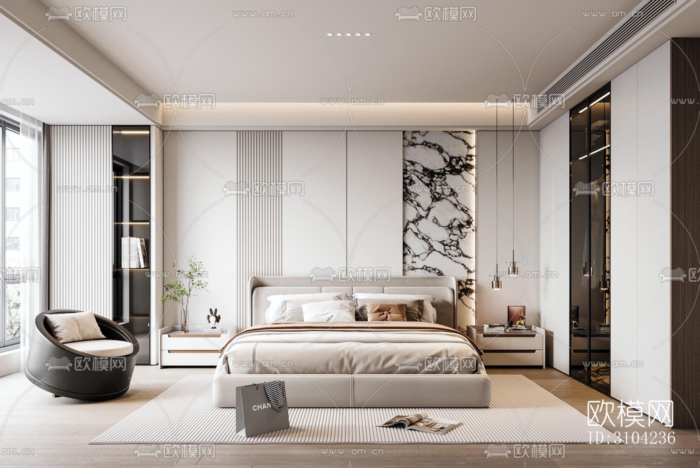 现代卧室效果图下载（渲染图5）
