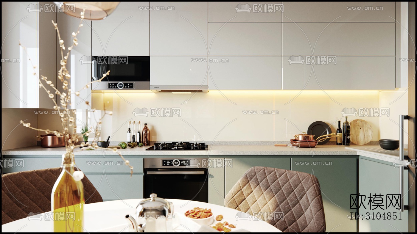 北欧厨房效果图下载（渲染图4）