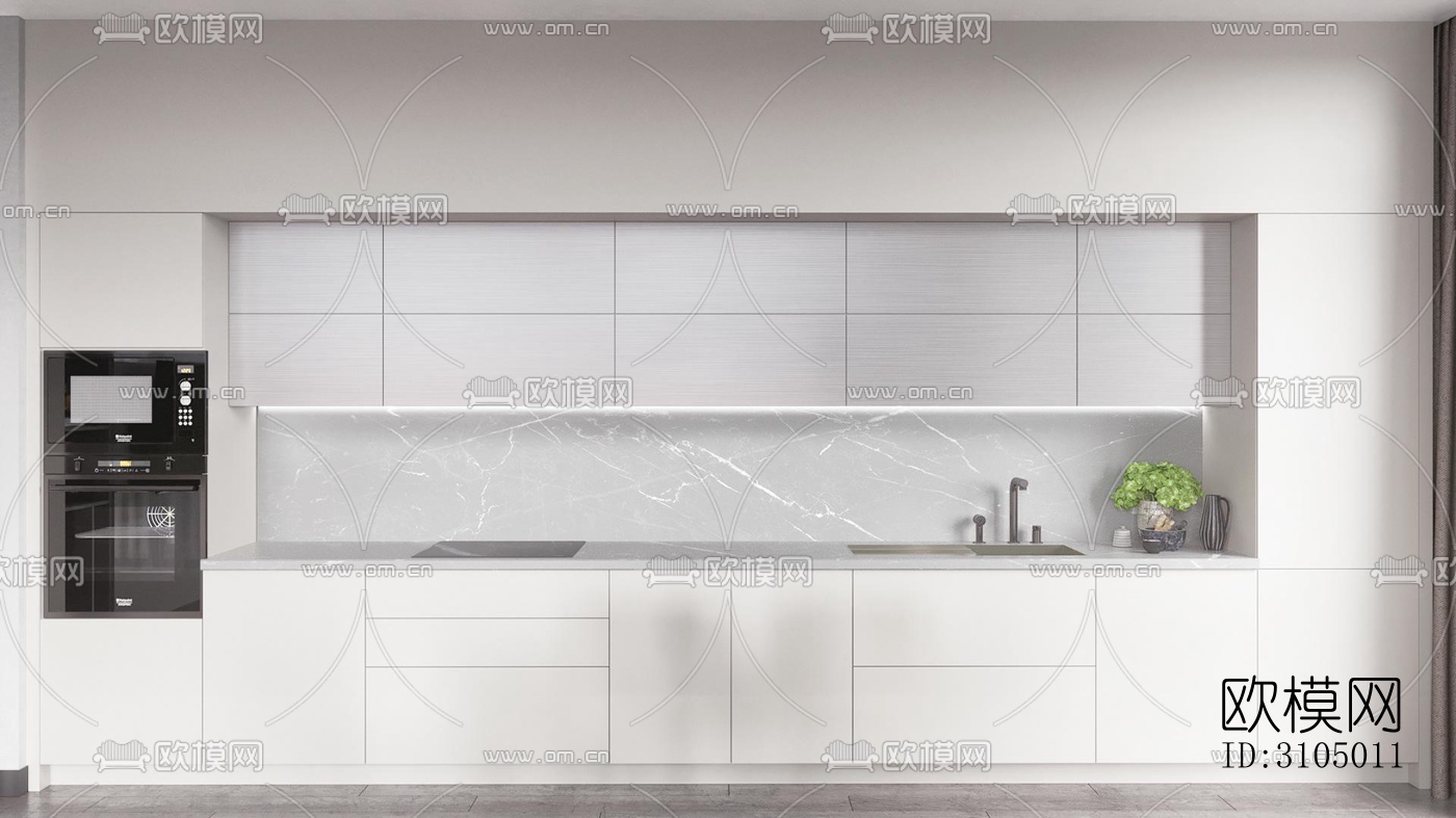 现代厨房效果图下载（渲染图4）