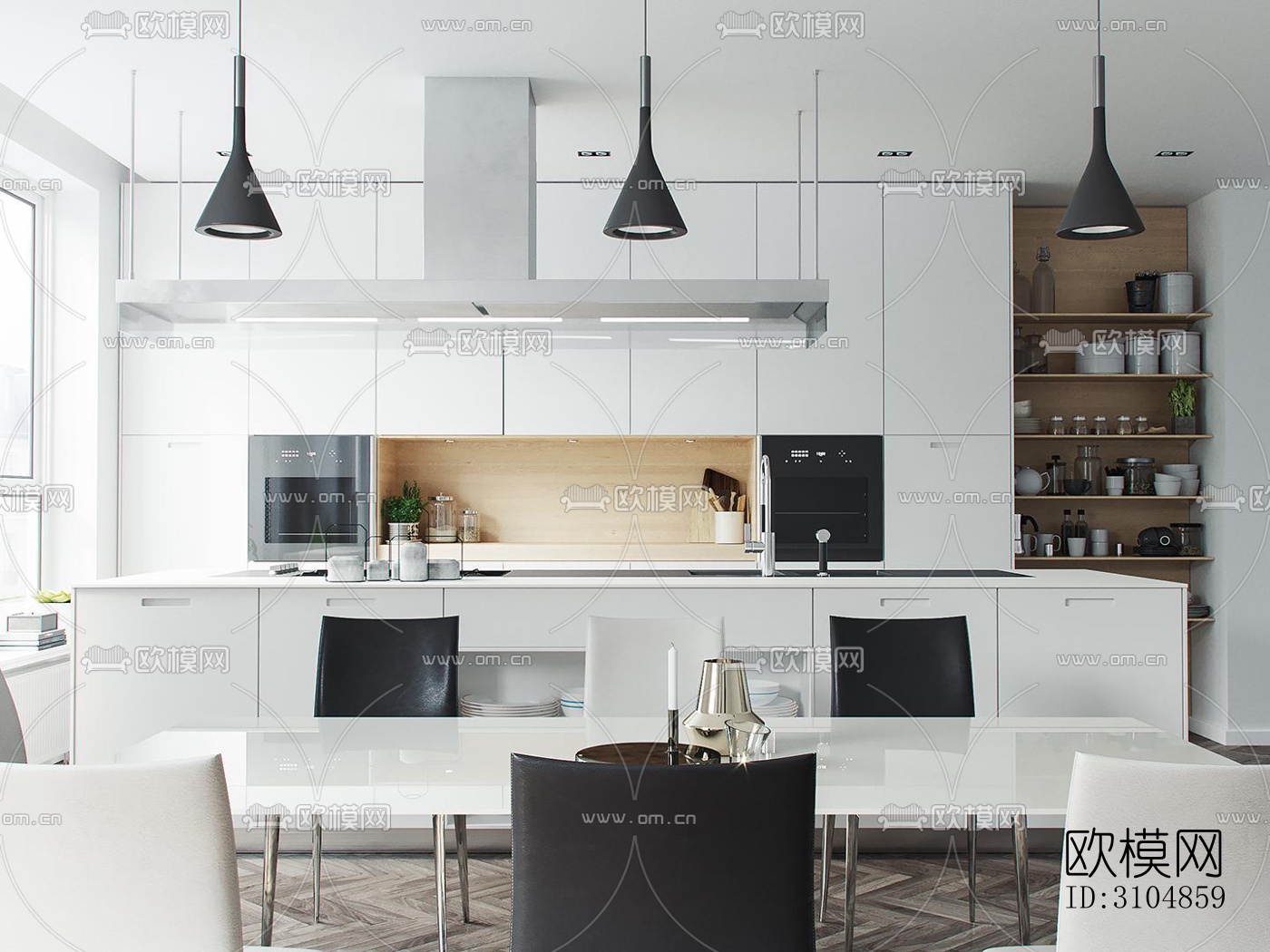 北欧厨房效果图下载（渲染图5）