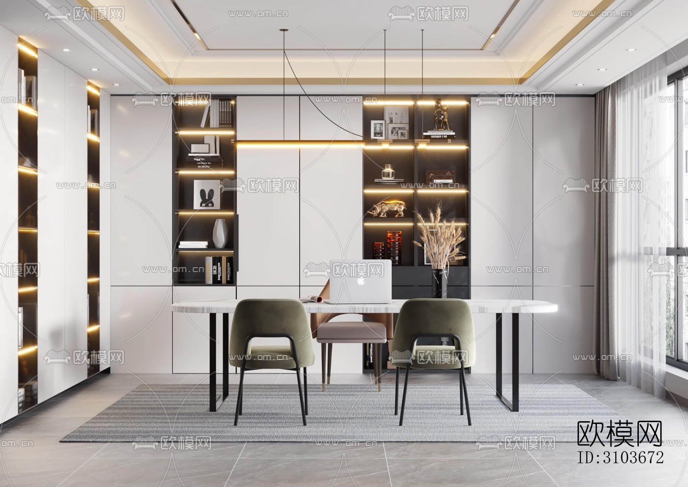 现代书房效果图下载（渲染图5）