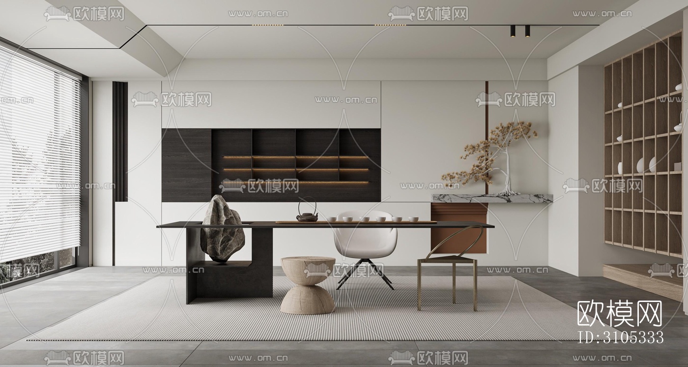 高级灰茶室效果图下载（渲染图6）