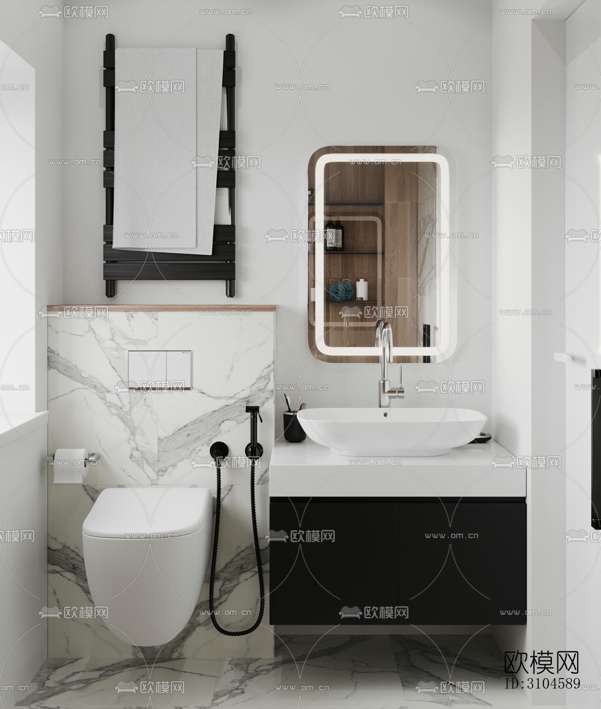 现代卫生间效果图下载（渲染图1）