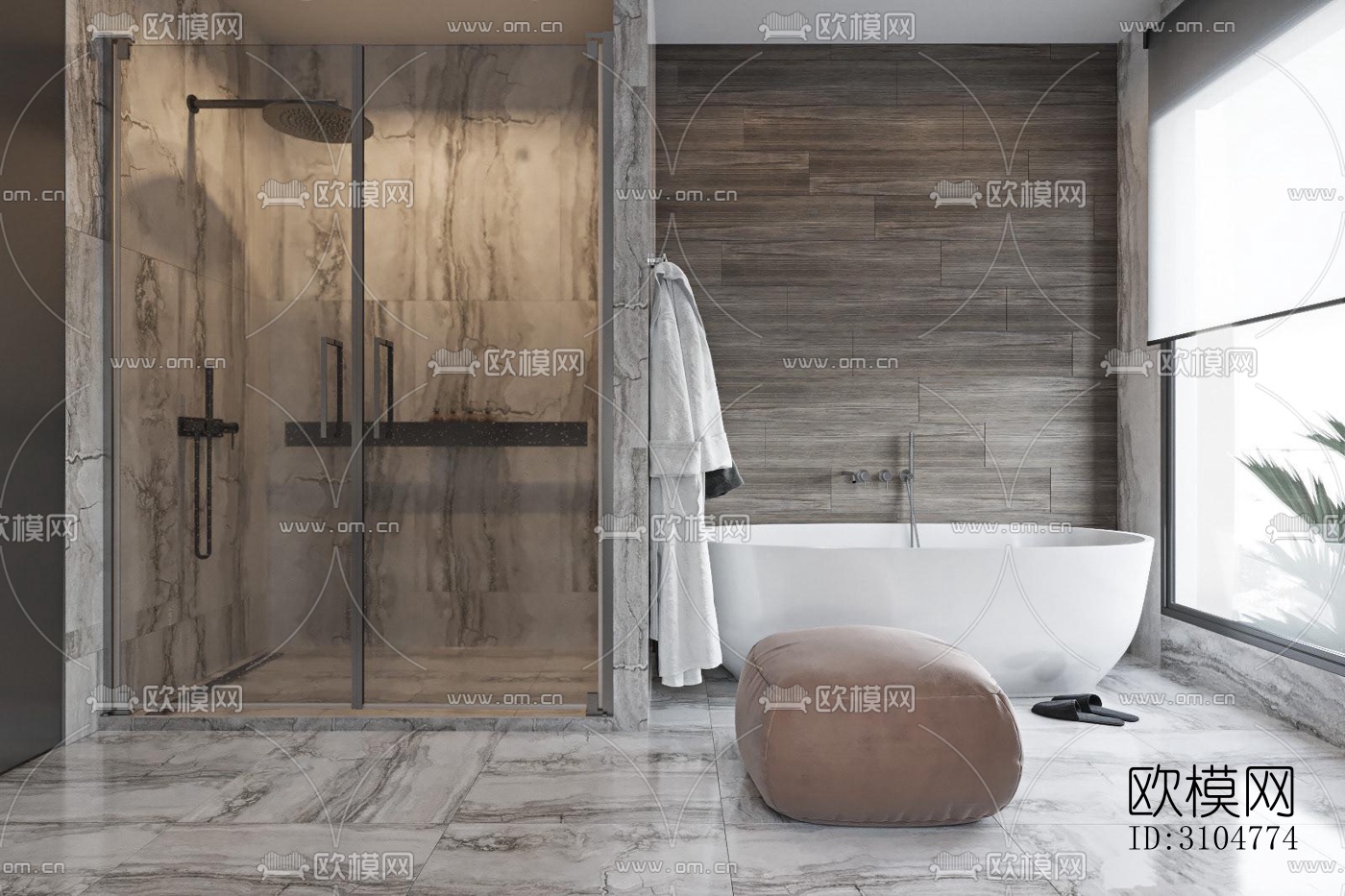 高级灰卫生间效果图下载（渲染图3）