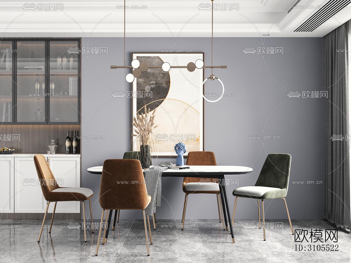 现代餐厅效果图下载（渲染图2）