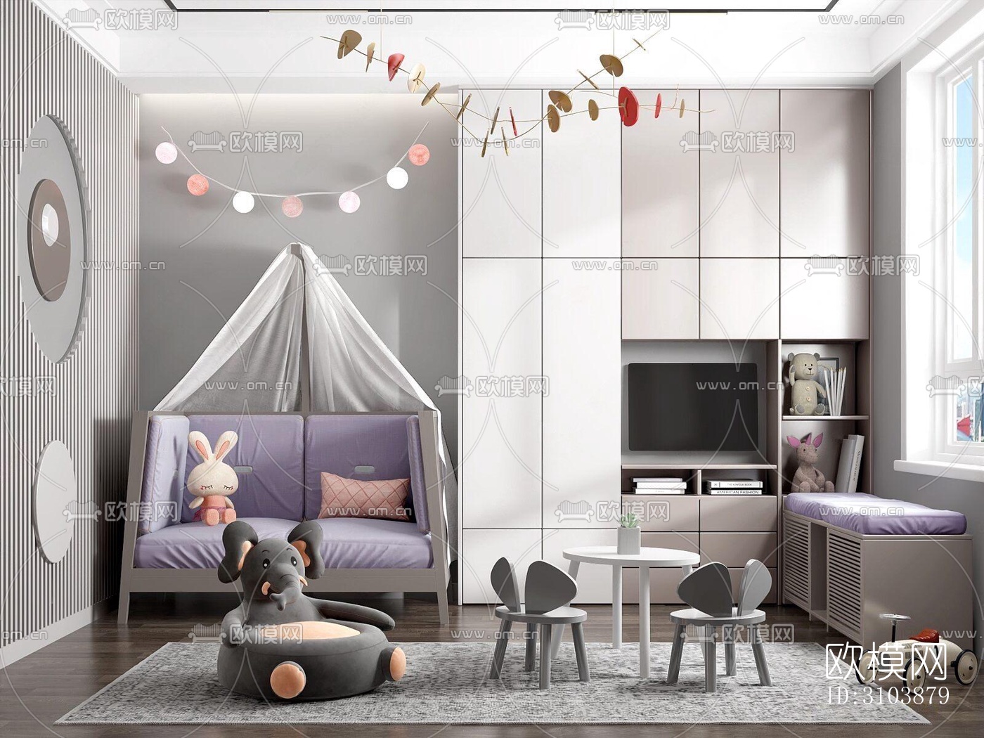 北欧儿童房效果图下载（渲染图4）