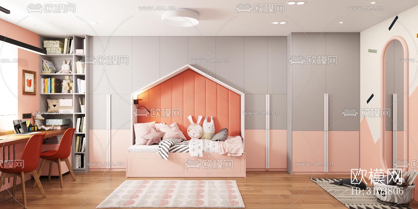 北欧儿童房效果图下载（渲染图3）